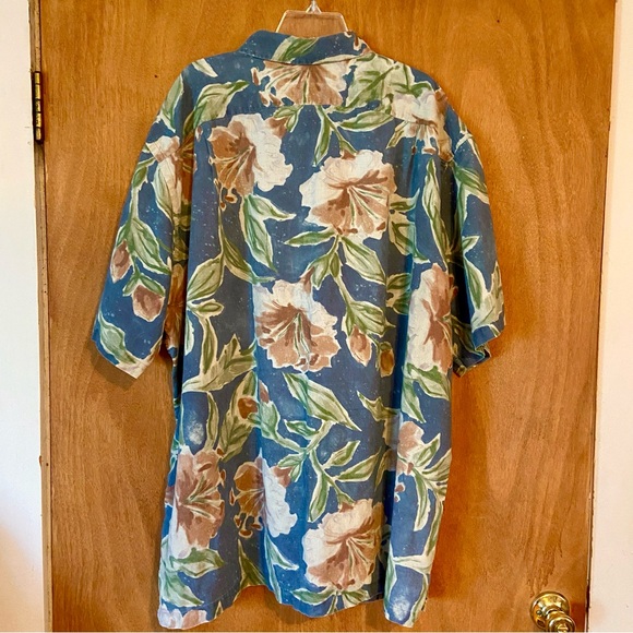 Vintage Polo Ralph Lauren Hawaiian Shirt Mens 3XLT Blue Camp Floral Print Linen - Picture 6 of 6
